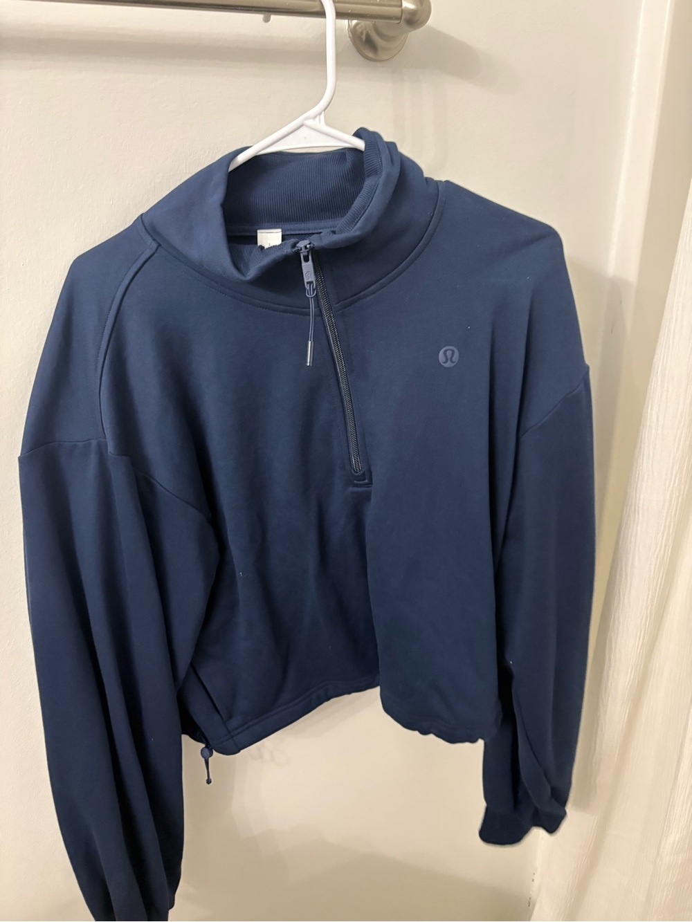 lululemon athletica navy cropped quarter-zip pullover